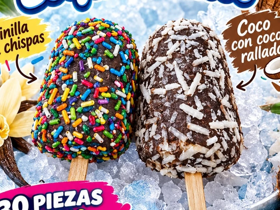 Mini esquimalitos cubiertos de chispas o coco rallado