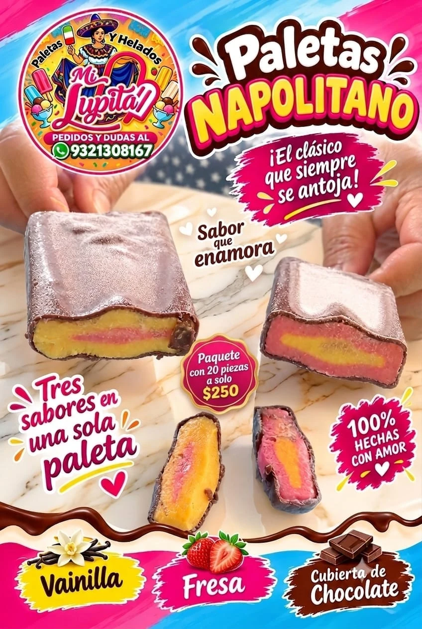 Paletas napolitanas cubiertas de chocolate